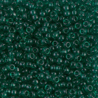 8/0 Transparent Emerald Miyuki Seed Beads.