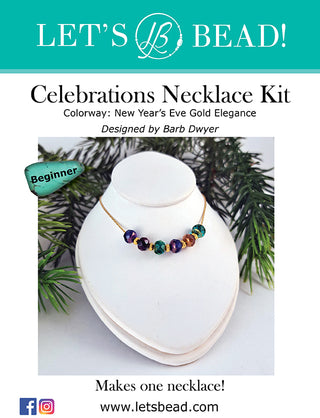 Beginner necklace kit with gold chain, findings, faceted jewel tone glass beads.