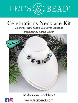 Beginner necklace kit, silver chain and beads, facetted glass beads.