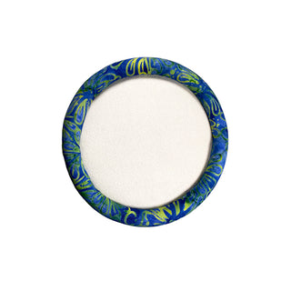 7.5in round beading board with Grapevine Sprite batik fabric on cushioned side rails.