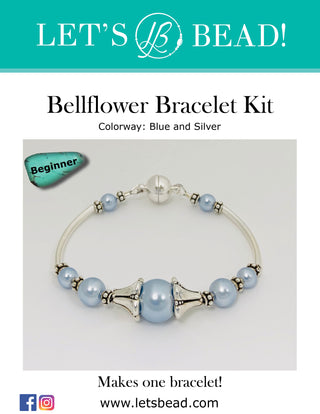 Beginner bracelet kit with light blue beads and silver plated accents.