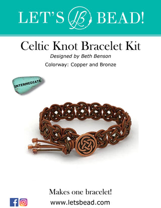 Intermediate bracelet kit with copper coin, copper and bronze leather cord.