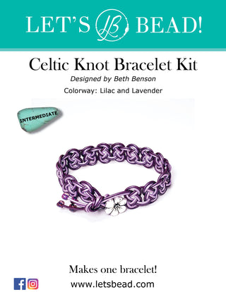 Intermediate bracelet kit with silver button, purple leather cords.