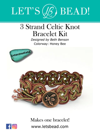 Cover of Bracelet Kit: 3 Strand Celtic Knot Bracelet Kit in Honey Bee colorway.