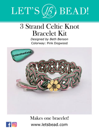 Cover of Bracelet Kit: 3 Strand Celtic Knot Bracelet Kit in Pink Dogwood colorway.