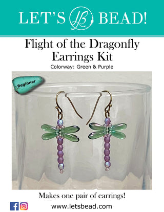Flight of the Dragonfly Earrings Kit - Green & Purple