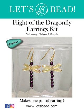 Flight of the Dragonfly Earrings Kit - Yellow & Purple