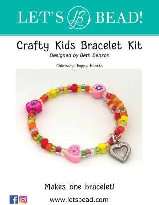 Kids memory wire bracelet kit with heart charm and multicolored beads.