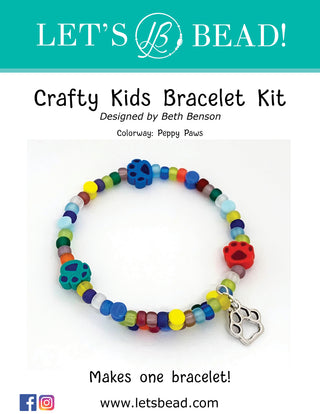 Full cover of DIY Kit Crafty Kids memory wire Bracelet with pawprint charm - Peppy Paws.