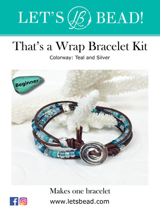 That's a Wrap - 2 Wrap Bracelet - Teal and Silver